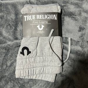 NWT True Religion Gray Cozy Jogger Leggings Size Large